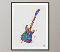 Electric Guitar Music Instrument Watercolor Art Print Wall Art Poster Music Art Wall Decor Art Home Decor Geekery Nerdy Wall Hanging No-953 - CocoMilla