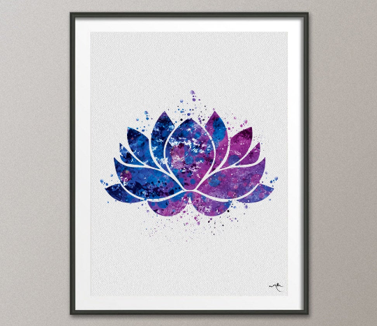 Lotus Flower Yoga Symbol Watercolor Print illustrations Art Print Wall Art Poster Giclee Wall Decor Art Home Decor Wall Hanging [NO 688 - CocoMilla