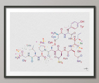 Oxytocin Molecule Watercolor Print Medical Art Love Molecule Love Symbol Wall Art Nerd Art Science Art Biology Chemistry Science Decor-1089 - CocoMilla