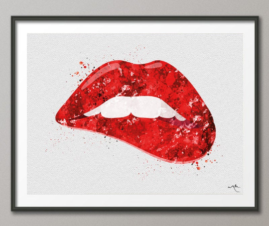 Lips Watercolor Art Print Dental Art Healthy Tooth Smile Lips Office Clinic Dentist Decor Wall Decor Art Home Decor Sexy Wall Hanging-419 - CocoMilla