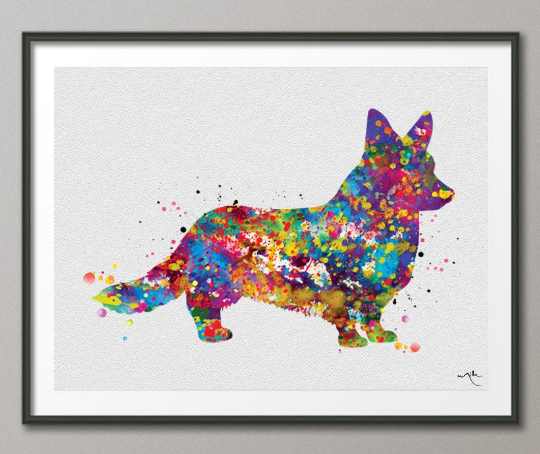 Cardigan Welsh Corgi Watercolor Dog Print Corgi Dog Art Gift Pet Dog Love Friend Animal Dog Poster Dog Art Dog Lovers Gift Corgi Poster-1219 - CocoMilla