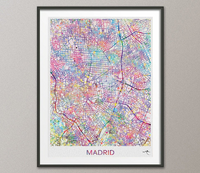 Madrid City Map Print Watercolor Art Print Wall Art Spain Madrid Street Map Travel Wanderlust Decor Wall Hanging Map of Madrid [NO 810] - CocoMilla