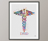 Dentist Caduceus Watercolor Print DMD Medical Art Dental Cabinet Office Clinic Dentistry Art Gift Doctor Tooth Teeth Decor Science Art-279 - CocoMilla