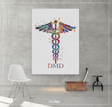 Dentist Caduceus Watercolor Print DMD Medical Art Dental Cabinet Office Clinic Dentistry Art Gift Doctor Tooth Teeth Decor Science Art-279 - CocoMilla