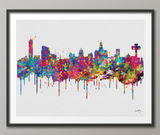 Liverpool Skyline Watercolor Print Cityscape Living Room Wedding Gift Poster England Poster Travel Art Wall Decor Wall Hanging Map Art-1620 - CocoMilla
