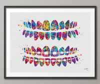 Tooth Bracelet Dentist Art Watercolor Print Tooth Teeth Anatomical Dental Office Dentistry Dental Art Implant Orthodontic Orthodontist-1652 - CocoMilla
