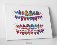Tooth Bracelet Dentist Art Watercolor Print Tooth Teeth Anatomical Dental Office Dentistry Dental Art Implant Orthodontic Orthodontist-1652 - CocoMilla