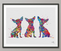 Three Chihuahua Dogs Watercolor Print Poster Gift Pet Dog Love Puppy Friend Animal Dog Doglover Poster Pet Wall Art Animal Art Dog Art-1505 - CocoMilla