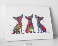 Three Chihuahua Dogs Watercolor Print Poster Gift Pet Dog Love Puppy Friend Animal Dog Doglover Poster Pet Wall Art Animal Art Dog Art-1505 - CocoMilla