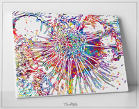 Cancer Cell Watercolor Print Medical Art Science Histology T-Cells Biology Art Oncology Doctor Clinic Office Cancer Awareness Chemo Gift-201 - CocoMilla