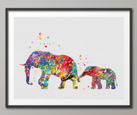 Elephant Family Art Print, Elephant Watercolor Print, Wedding Gift, Animal Wall Art, Wall Decor, Wall Hanging, Elephant Poster, Nursery-225 - CocoMilla