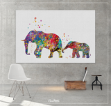 Elephant Family Art Print, Elephant Watercolor Print, Wedding Gift, Animal Wall Art, Wall Decor, Wall Hanging, Elephant Poster, Nursery-225 - CocoMilla