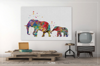Elephant Family Art Print, Elephant Watercolor Print, Wedding Gift, Animal Wall Art, Wall Decor, Wall Hanging, Elephant Poster, Nursery-225 - CocoMilla