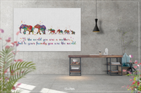 Elephant Family Mom Dad and Four Baby Watercolor Print Quote Art Wedding Gift Family Print Wall Art Home Decor Housewarming Wall Prints-1648 - CocoMilla