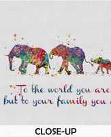 Elephant Family Mom Dad and Four Baby Watercolor Print Quote Art Wedding Gift Family Print Wall Art Home Decor Housewarming Wall Prints-1648 - CocoMilla