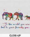 Elephant Family Mom Dad and Four Baby Watercolor Print Quote Art Wedding Gift Family Print Wall Art Home Decor Housewarming Wall Prints-1648 - CocoMilla