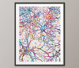 Neural Network Watercolor Print Abstract Medical Art Science Neurology Brain Cell Psychiatry Therapy Art Doctor Poster Neuron Synapses-1474 - CocoMilla