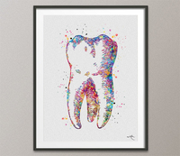 Human Tooth Watercolor Print Tooth Anatomical Art Dental Clinic Decor Art Dentistry Office Science Graduaiton Dentist Gift Doctor Art-305 - CocoMilla