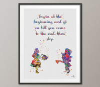 Mad Hatter and Alice in Wonderland Quote 2 Watercolor Print Tea Time Kitchen Art For Kids Nursery Wedding gift Wall Hanging [NO 487] - CocoMilla