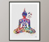 Buddha and Butterfly Yoga Pose Watercolor illustrations Art Print Wall Art Poster Giclee Wall Decor Art Home Decor Wall Hanging [NO 502] - CocoMilla