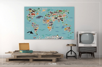 Animal World Map, Animal Map, Worl Map Print, Kids World Map, For Kids, Dorm Room, Nursery Decor, Wall Art, Art Print, World Map Animal-862 - CocoMilla