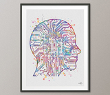 Artificial Intelligence Brain Watercolor Print Tech Abstract Circuit Board Nerd Science Art Computer Nano Technology Circuit Board Art-206 - CocoMilla