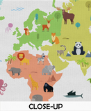 Animal World Map, Wild Animal Map, Canvas Print, Kids World Map, For Kids, Nursery Decor, Wall Art, Animal Print, World Map Animal-1643 - CocoMilla