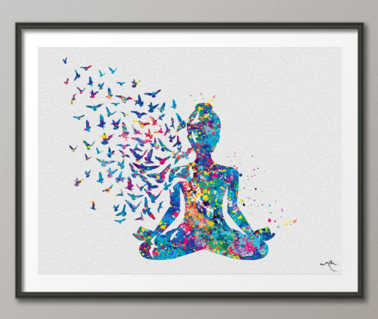 Yoga Art Blue Yogi Yoga Pose Yoga Print Yoga Woman Watercolor Yoga Studio Sukhasana Pose Yoga Wall Decor Yoga Gift Yoga Wall Art Gift-704 - CocoMilla