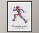 Runner Woman Watercolor Print Female Runner Girl When your legs get tired run with your heart Quote poster sport running Gift Runners-1549 - CocoMilla