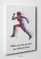 Runner Woman Watercolor Print Female Runner Girl When your legs get tired run with your heart Quote poster sport running Gift Runners-1549 - CocoMilla