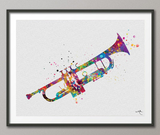 Trumpet Music Instrument Watercolor Print Trumpeters Music Wall Art Trumpet Poster Jazz Geekery Nerdy Wall Hanging Music Studio Poster-1133 - CocoMilla