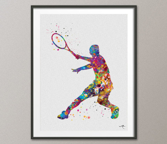 Tennis Player Man Watercolor Print Boy Tennis Gift Art Wall Art Wall Decor Man Tennis Player Art Home Decor Boy Sport Wall Art-501 - CocoMilla