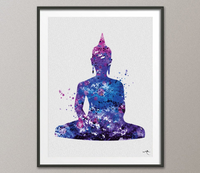 Yoga Watercolor Print Set Modern Home Decor Buddha Ohm Lotus Flower Symbol Set Wedding Gift Home Decor Wall Hanging [NO 686] - CocoMilla