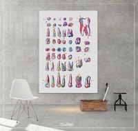 Dental Chart Watercolor Print Tooth Art Teeth Dental Clinic Decor Dentistry Student Office Decor Graduaiton Dentist Gift Medical Art-1272 - CocoMilla