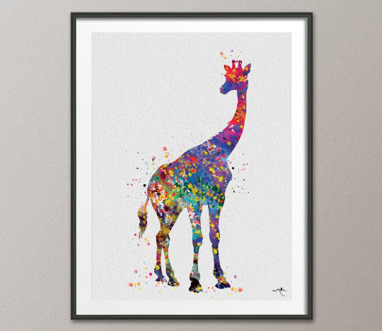 Giraffe Watercolor Painting Print Archival Fine Art Print For Kids Nursery art Wall Art Wall Decor Art Home Decor Wall Hanging Geek [NO 614] - CocoMilla