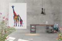 Giraffe and Baby Love Watercolor Print Family Portrait Gift For Kids Nursery art Wall Art Wall Decor Baby Shower Birthday Wall Hanging-801 - CocoMilla