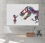 Girl and Dinosaur T-Rex Watercolor Art Print Curious Art Wall Decor Home Decor Geekery Nursery Decor For Kids Wall Hanging [NO 581] - CocoMilla