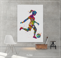 Soccer Girl Decor Watercolor Print Female Soccer Gift Soccer Art Wall Decor Woman Soccer Player Art Run with your heart Girl Wall Art-1532 - CocoMilla