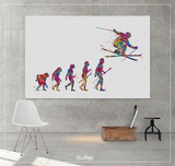 Ski Evolution Watercolor Print Skier Art Gift Poster Freeride Skiing Decor Wall Art Winter Sports art ski jump Wall Hanging Nerd Gifts-1461 - CocoMilla