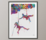 Climber Couple Watercolor Print Rock Climber Man Woman Mountain Climb Gift Poster Extreme Sport Adventure Outdoor Personelized Wall Art-416 - CocoMilla
