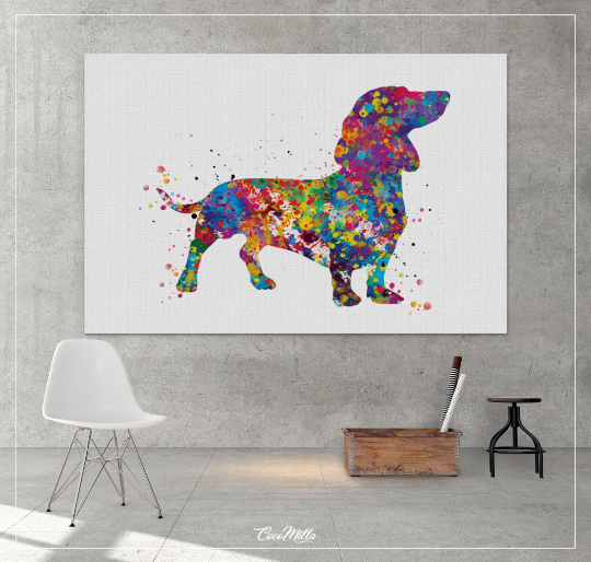 Dachshund Dog Watercolor Print Canvas Print Dog Lovers Gift Dog Teckel Doxie Art Print Wall Art Wall Decor Art Home Decor Wall Hanging-553 - CocoMilla