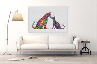 Cat and Dog Watercolor Print Pet Gift Pet Dog Love Friend Dog Friendship Gift Housewarming Gift Pet Wall Art Doglover Gift Veterinary-1636 - CocoMilla