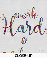 Work Hard Be Kind Watercolor Print Office Decor Motivational Typo Gift Inspirational Quote Typography Wall Decor Poster Art Home Decor-1464 - CocoMilla