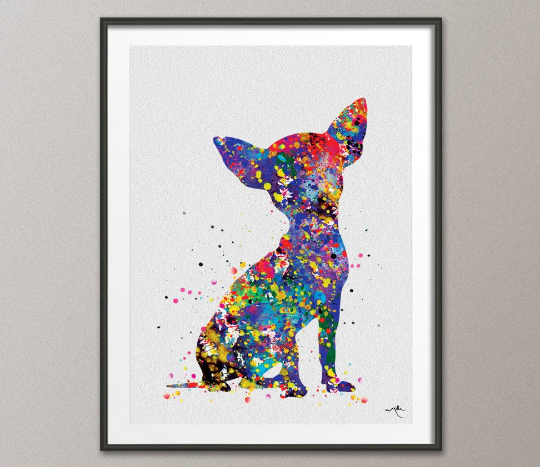 Chihuahua Dog Watercolor Dog Print Chihuahua Poster Gift Pet Dog Love Puppy Friend Animal Dog Poster Pet Decor Animal Art Dog Art [NO 715] - CocoMilla