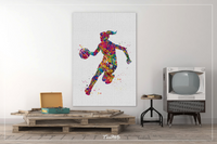 Basketball Player Girl Watercolor Print Female Woman Mom Basketball Player Gift Sport Wall Art Sports Basketball Decor Wall Hanging-1572 - CocoMilla