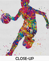 Basketball Player Girl Watercolor Print Female Woman Mom Basketball Player Gift Sport Wall Art Sports Basketball Decor Wall Hanging-1572 - CocoMilla