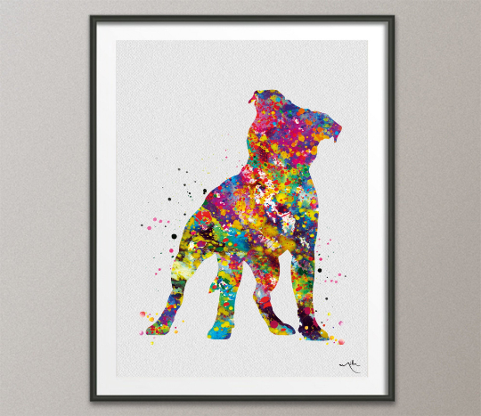 Staffordshire Bull Terrier Watercolor Dog Print Pet Gift Pet Dog Love Doglover Poster Dog Art Bull Terrier Memorial Gift Poster Dogart-1630 - CocoMilla