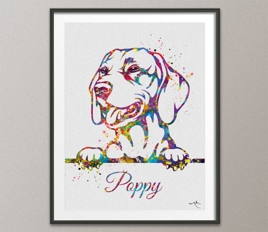 Hungarian Vizsla Dog Watercolor Print Name Personelized Magyar Dog Pet Gift Doglover Dog Art Customizable Animal Vizsla Poster Dogart-1628 - CocoMilla