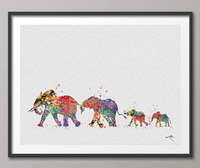 Elephant Family Mom Dad and Babys 2 Art Print Watercolor Painting Wedding Gift idea Wall Art Wall Decor Art Home Decor Wall Hanging No 226 - CocoMilla