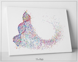DNA Art Watercolor Print DNA Helix Molecule Structure Medical Wall Art Science Genetic Doctor Office Clinic Laboratory Biology Decor-1542 - CocoMilla